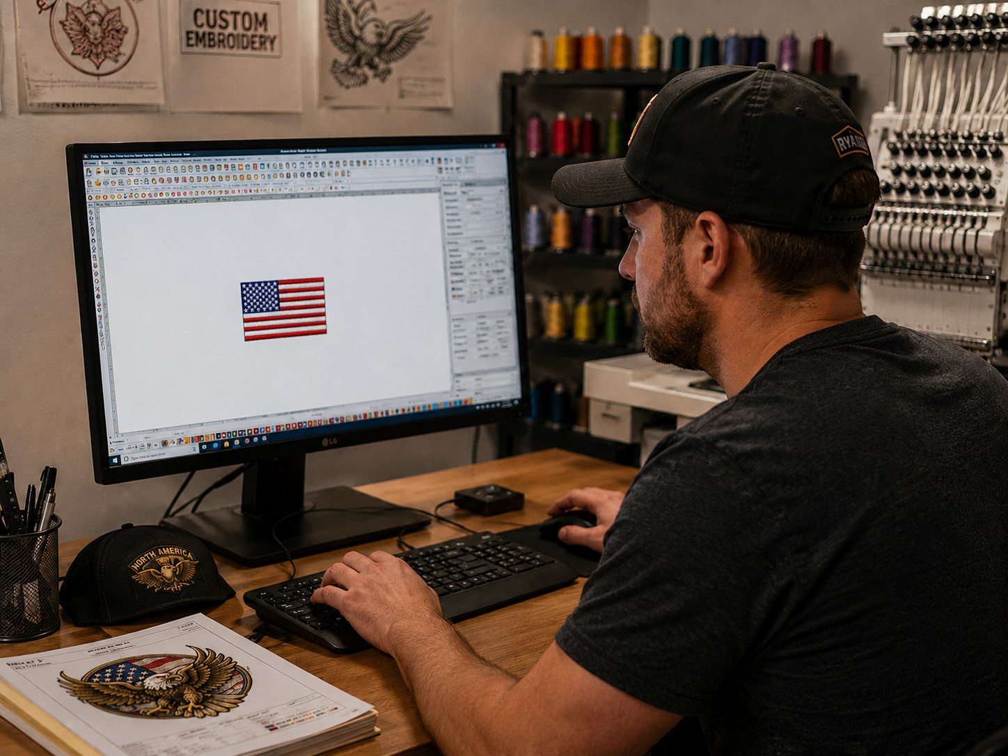 Digitizing an embroidery design at Vetraly